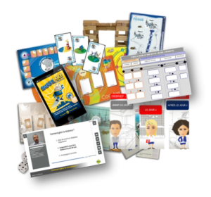 Montage de jeux pédagogiques conçus et utilisés par Eikos Concepts pour des formations en management, coopération, projet et conduite du changement.