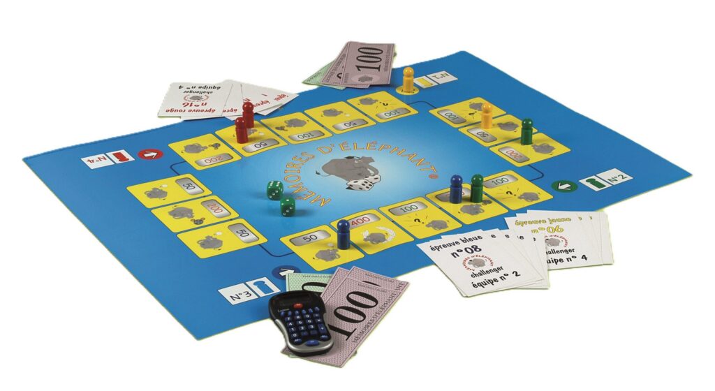 Plateau du jeu pédagogique Mémoires d’Éléphant, utilisé pour réactiver, ancrer et valider des contenus de formation.